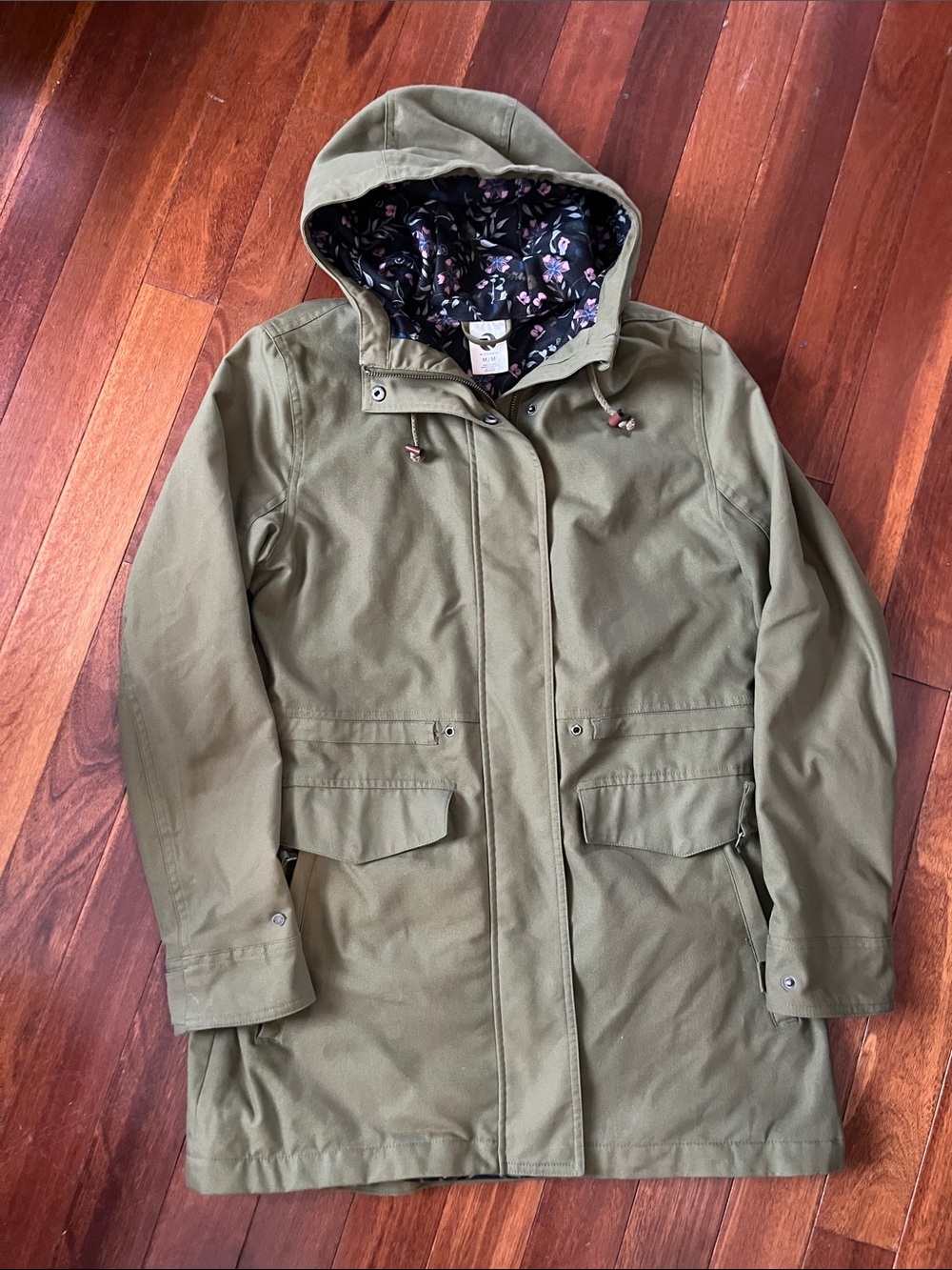 Ripzone Olive Green Utility Jacket with Floral Lining Medium